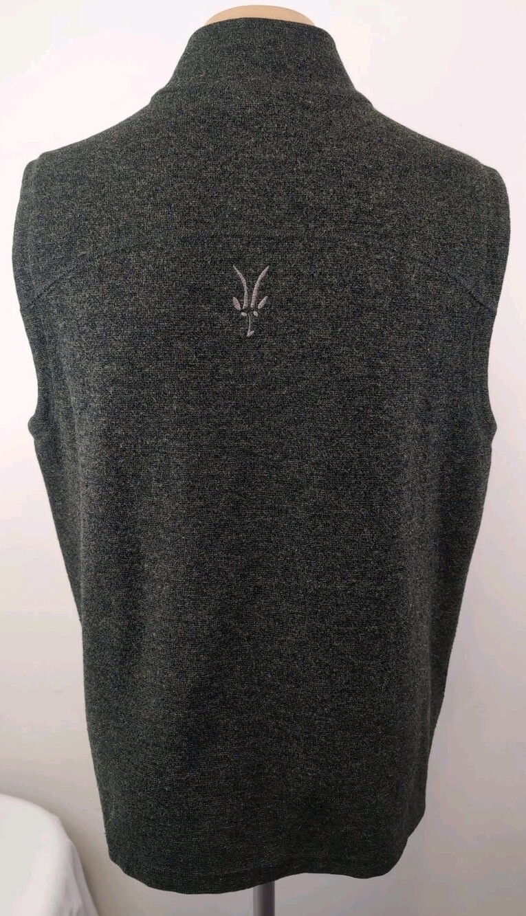 Ibex Mens Green Felt Zip Up Outdoor Performance Vest Size Large
